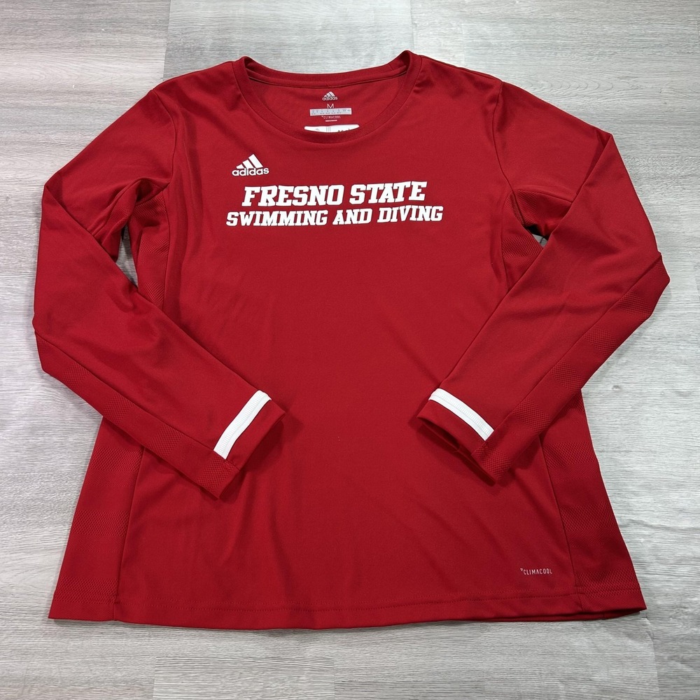 Fresno State Bulldogs Shirt‎ Womens Medium Red Swimming Diving Adidas ClimaCool